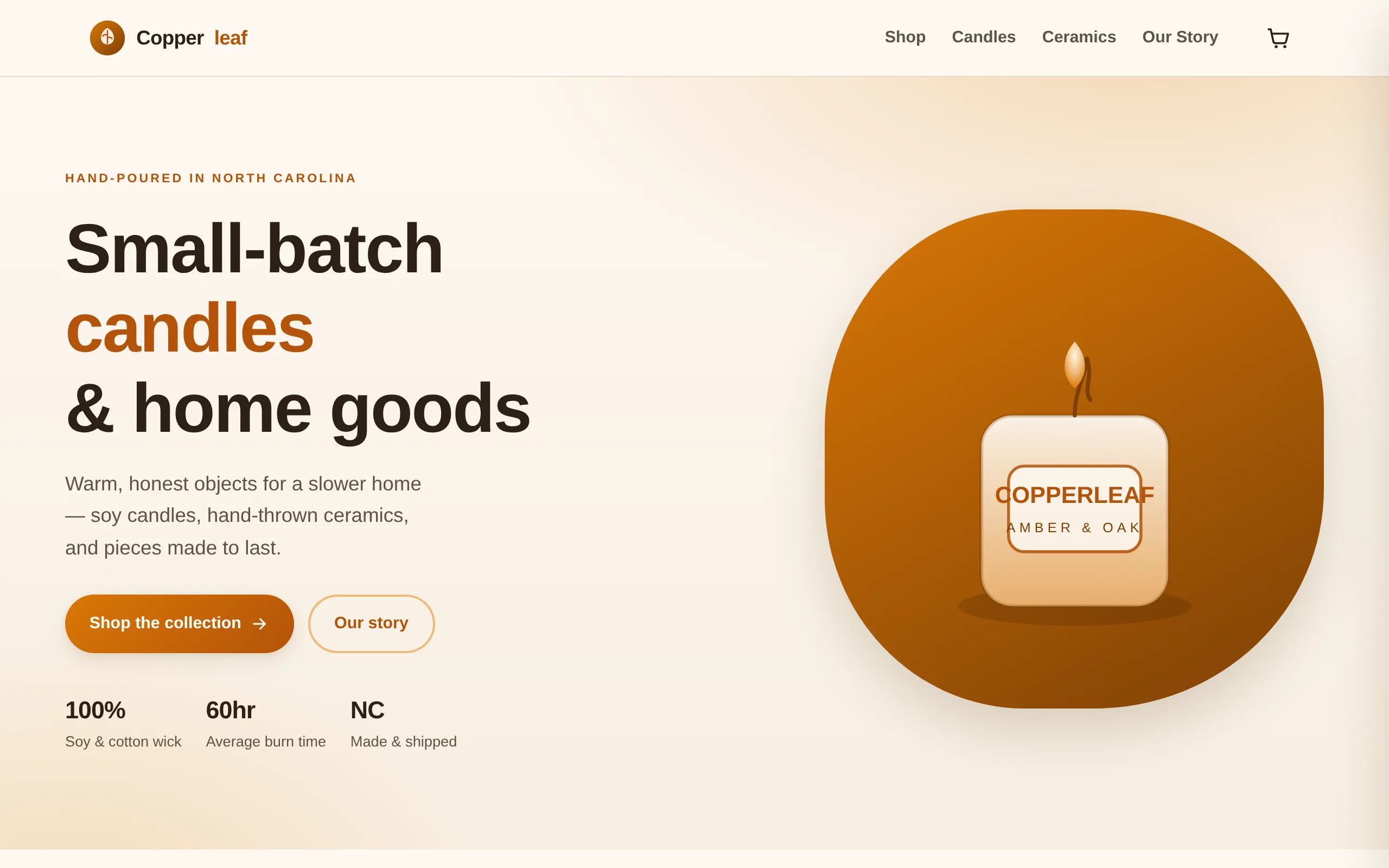 Copperleaf Goods website preview